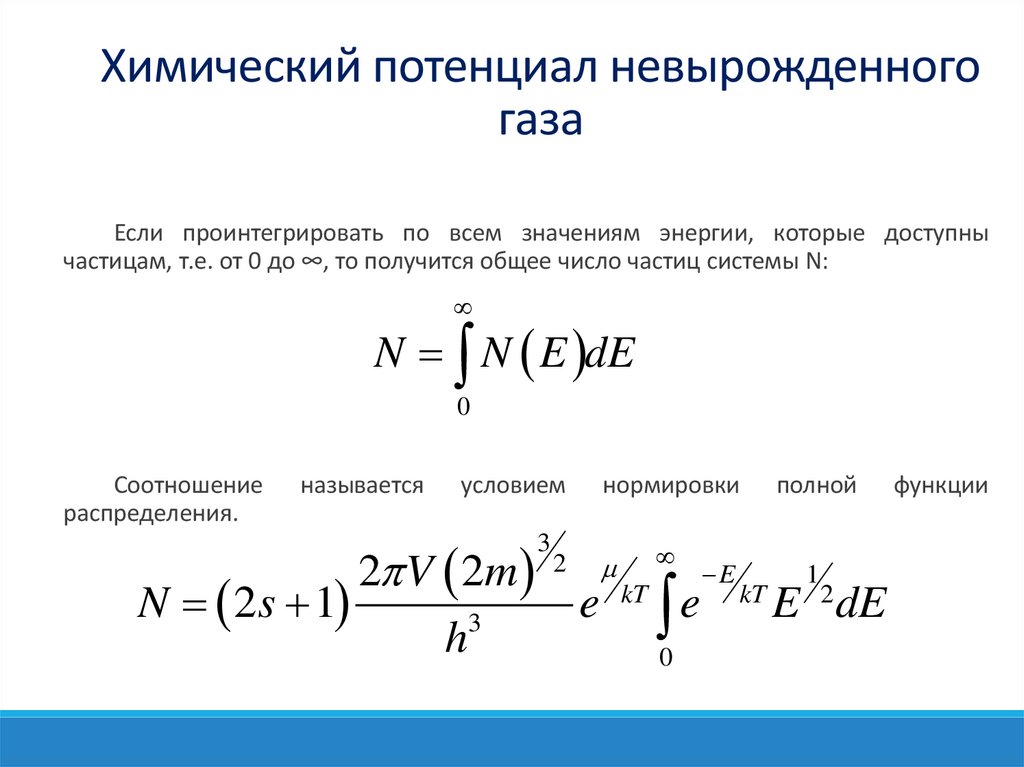 Химический потенциал невырожденного газа