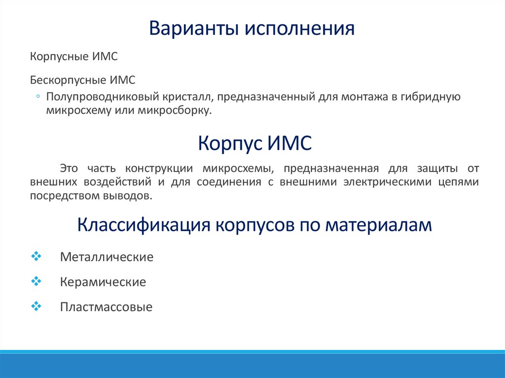 Варианты исполнения