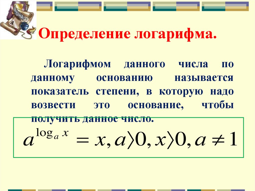Определение логарифма.