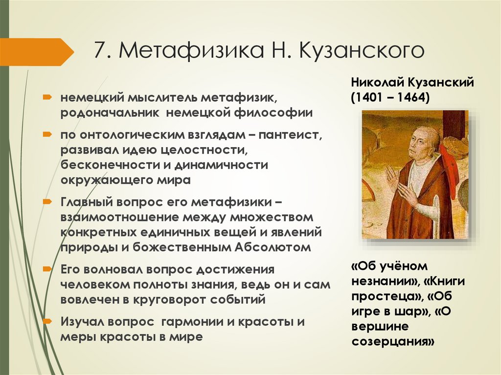 7. Метафизика Н. Кузанского