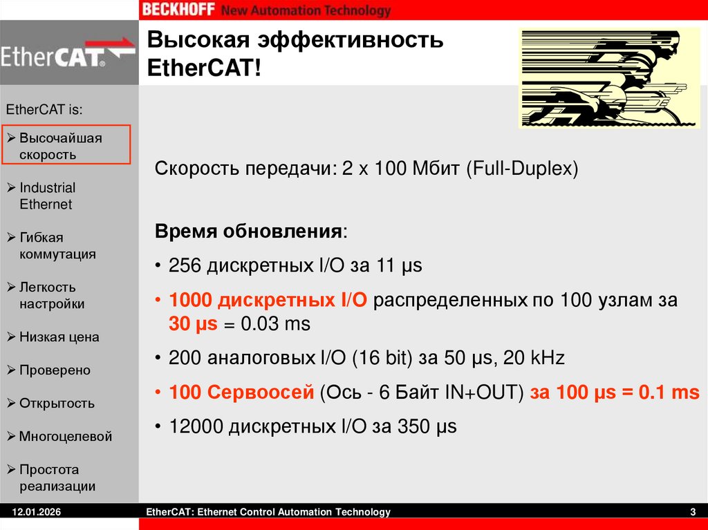 Высокая эффективность EtherCAT!