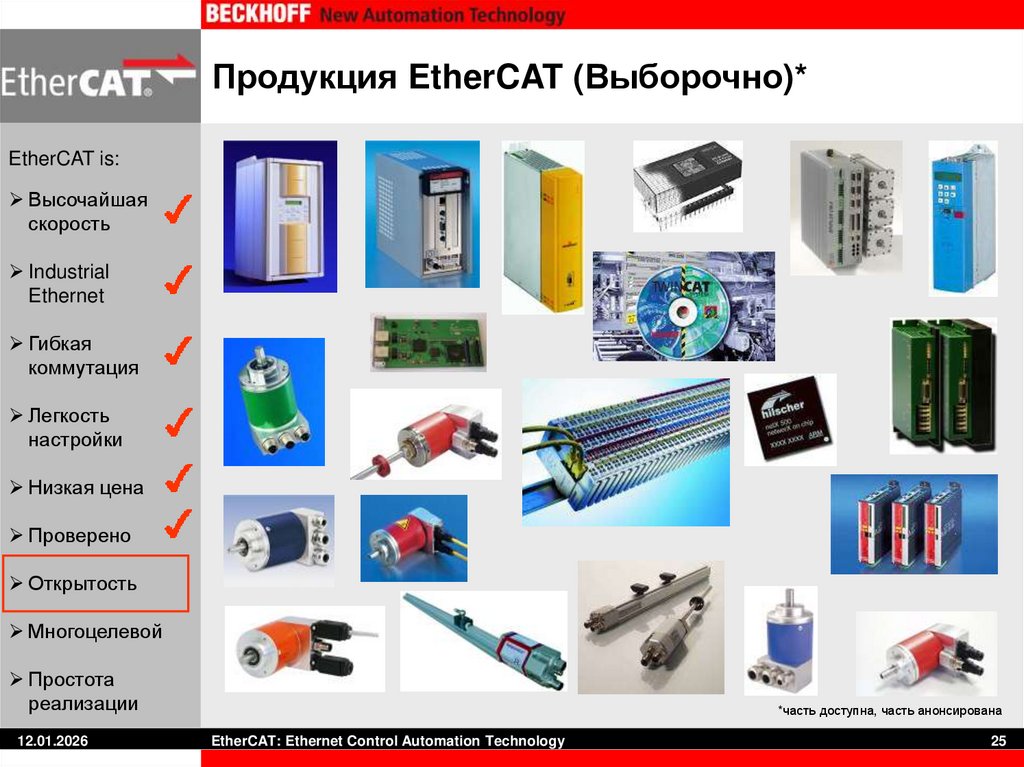 Продукция EtherCAT (Выборочно)*