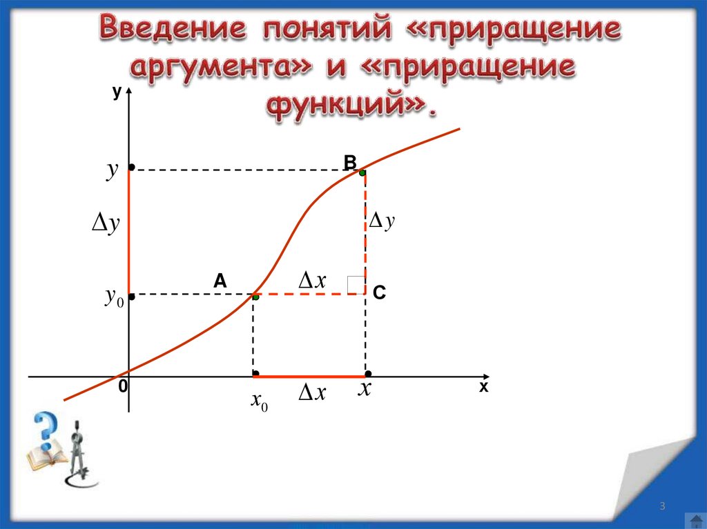 Введение понятий «приращение аргумента» и «приращение функций».
