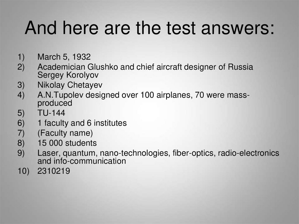 And here are the test answers: