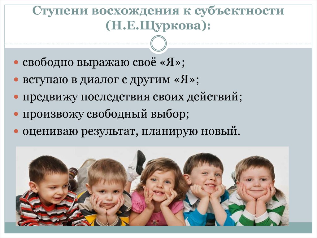 Ступени восхождения к субъектности (Н.Е.Щуркова):