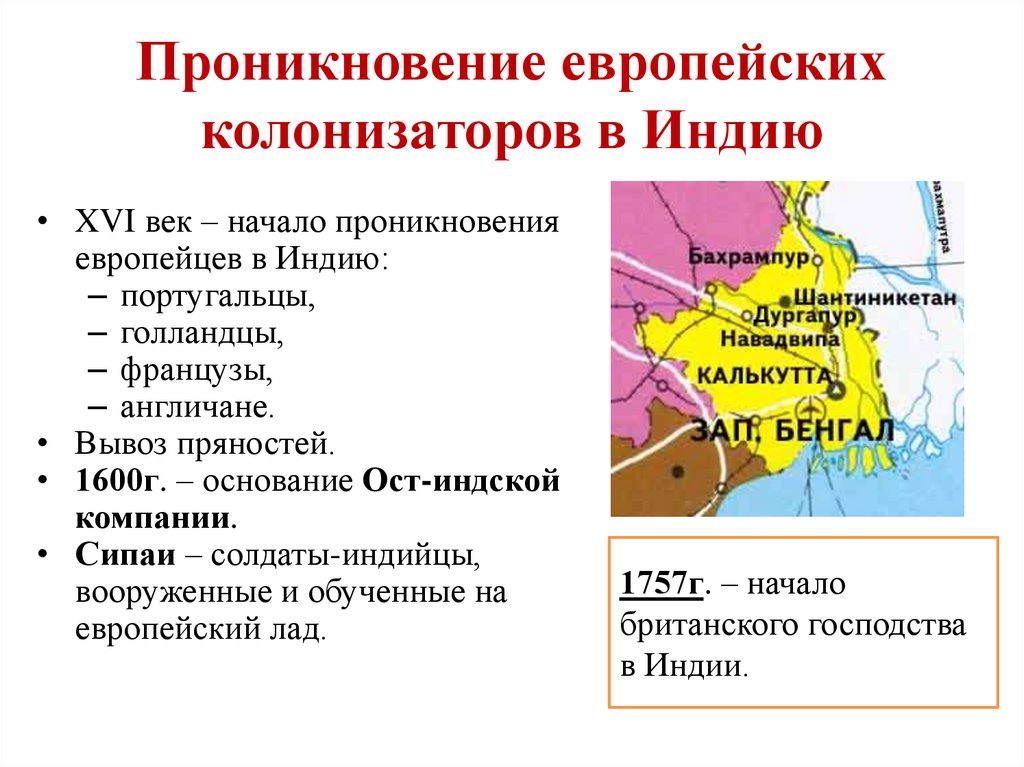 Проникновение европейских колонизаторов в Индию