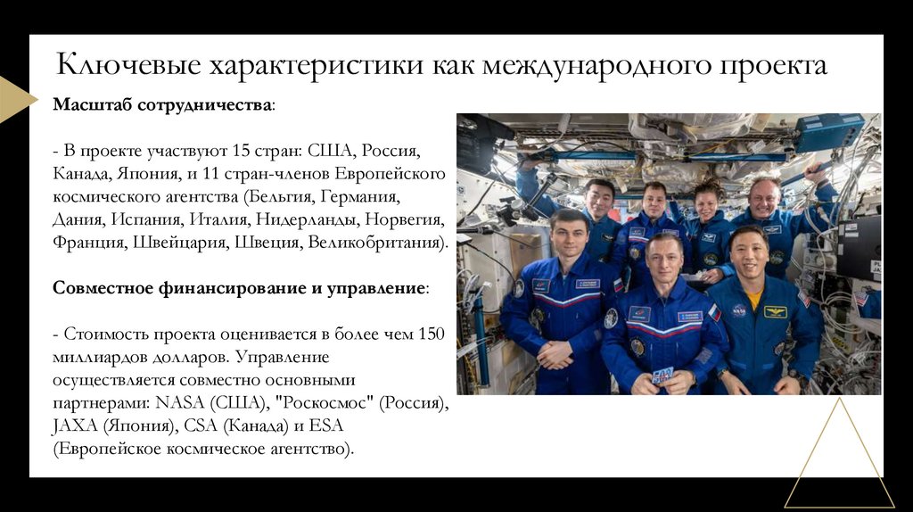 Ключевые характеристики как международного проекта