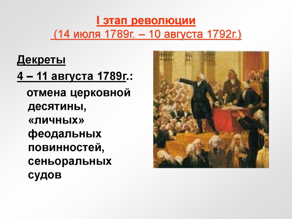 I этап революции (14 июля 1789г. – 10 августа 1792г.)