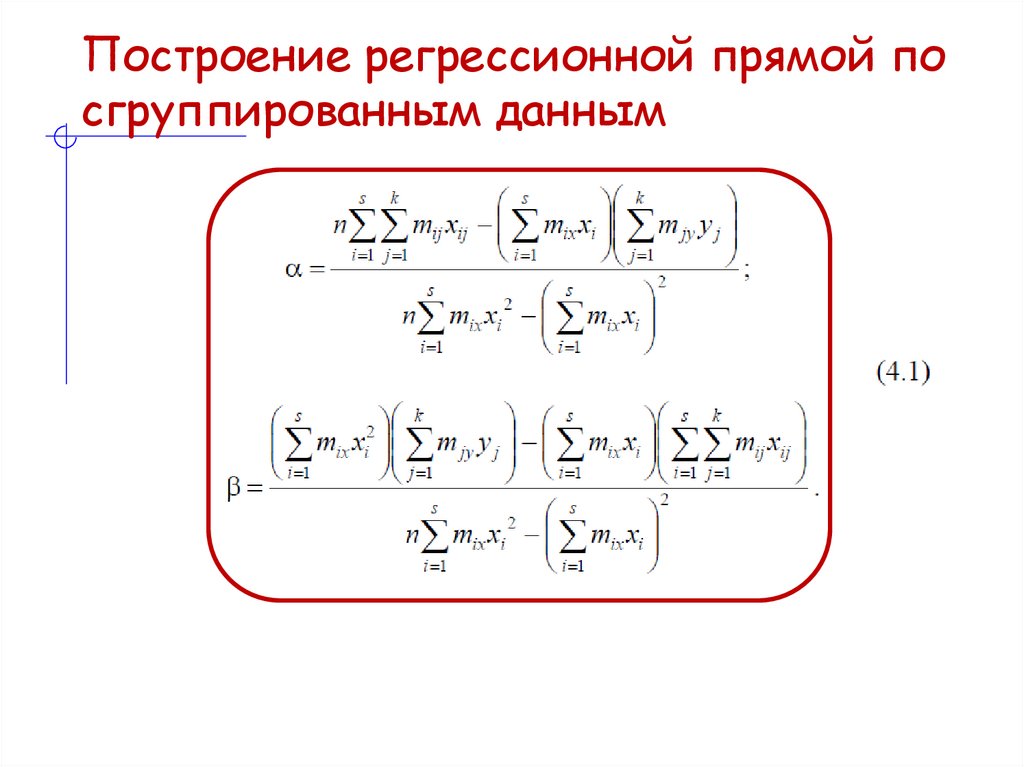 Построение регрессионной прямой по сгруппированным данным