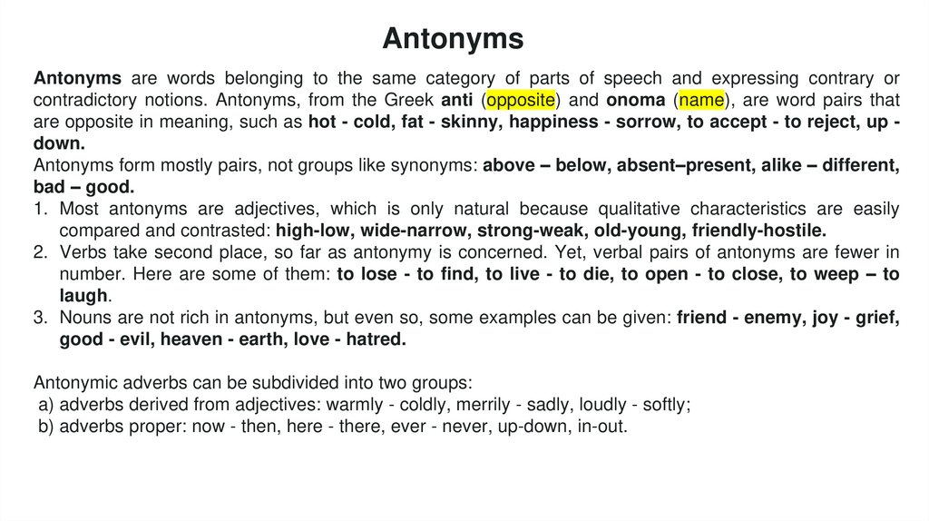 Antonyms
