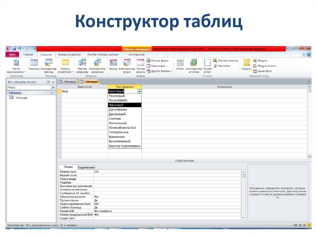Конструктор таблиц