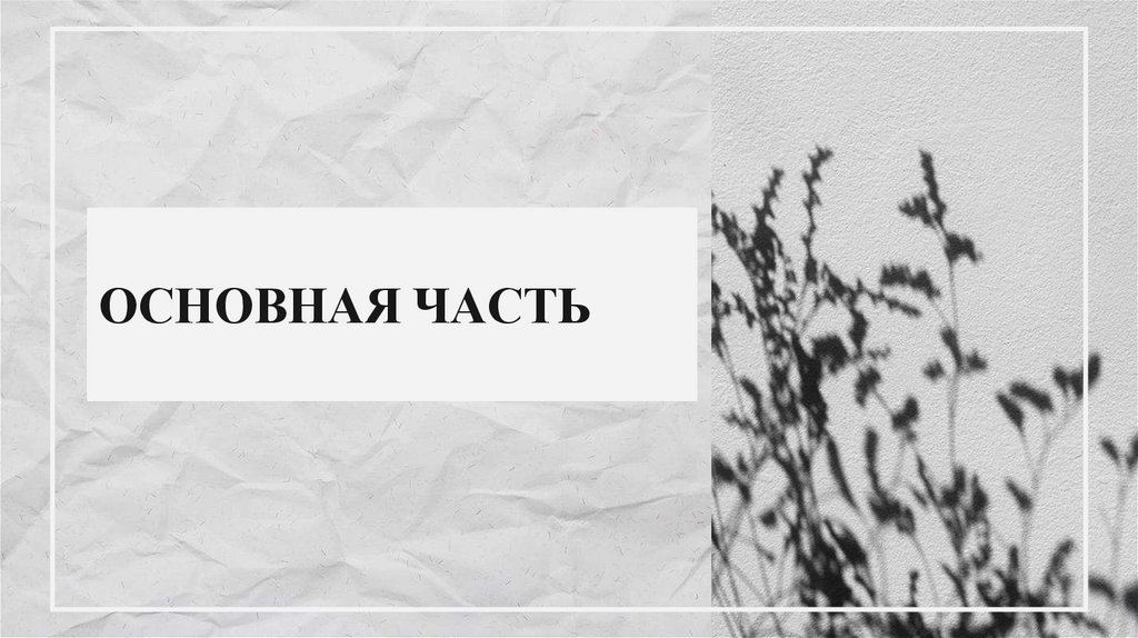 ОСНОВНАЯ ЧАСТЬ