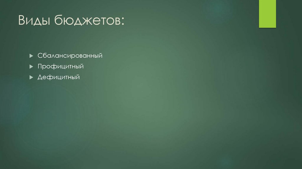 Виды бюджетов: