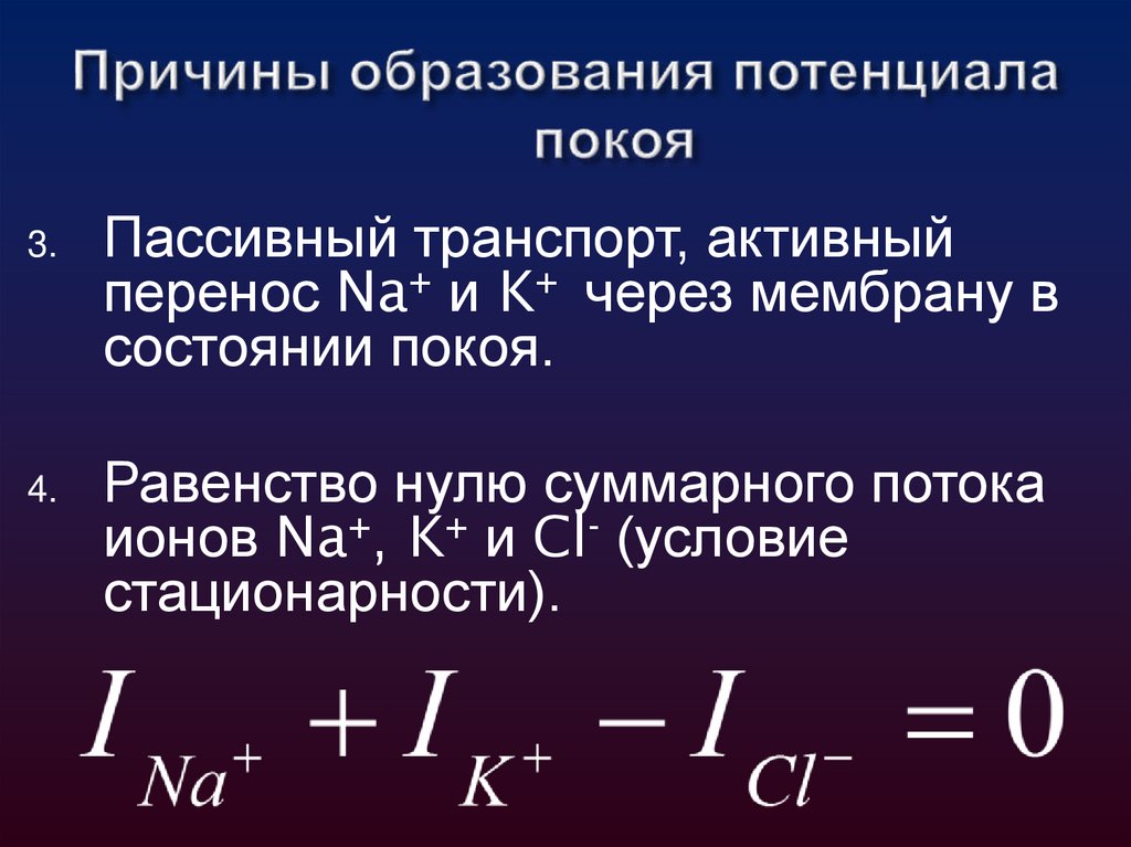 Причины образования потенциала покоя