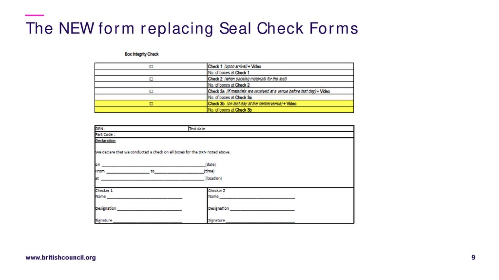 The NEW form replacing Seal Check Forms 