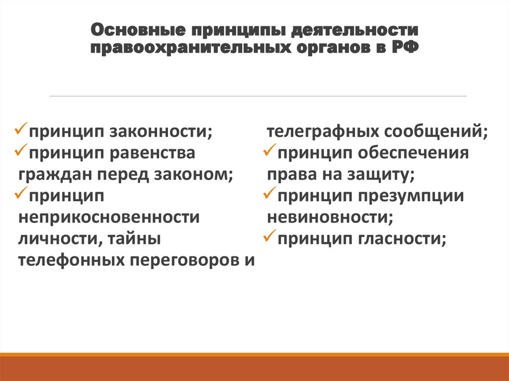 Основные принципы деятельности правоохранительных органов в РФ