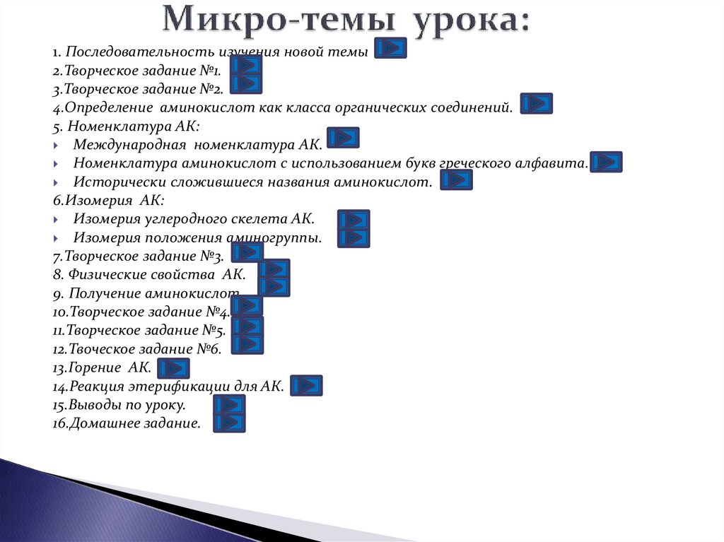 Микро-темы урока: