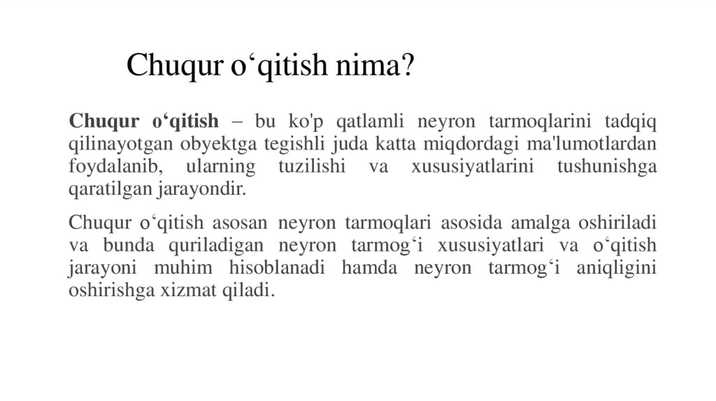 Chuqur o‘qitish nima?