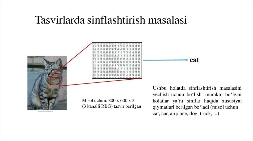 Tasvirlarda sinflashtirish masalasi