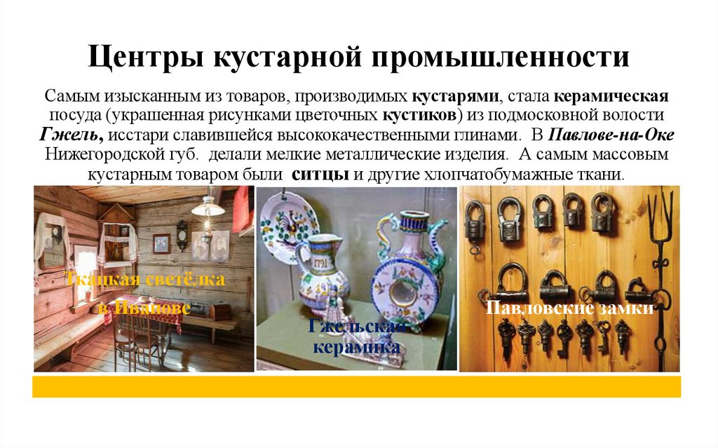 Центры кустарной промышленности