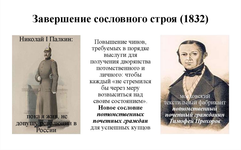 Завершение сословного строя (1832)