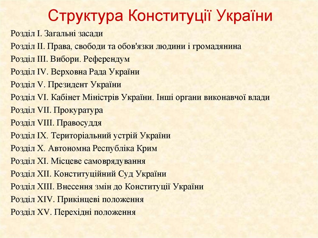 Структура Конституції України