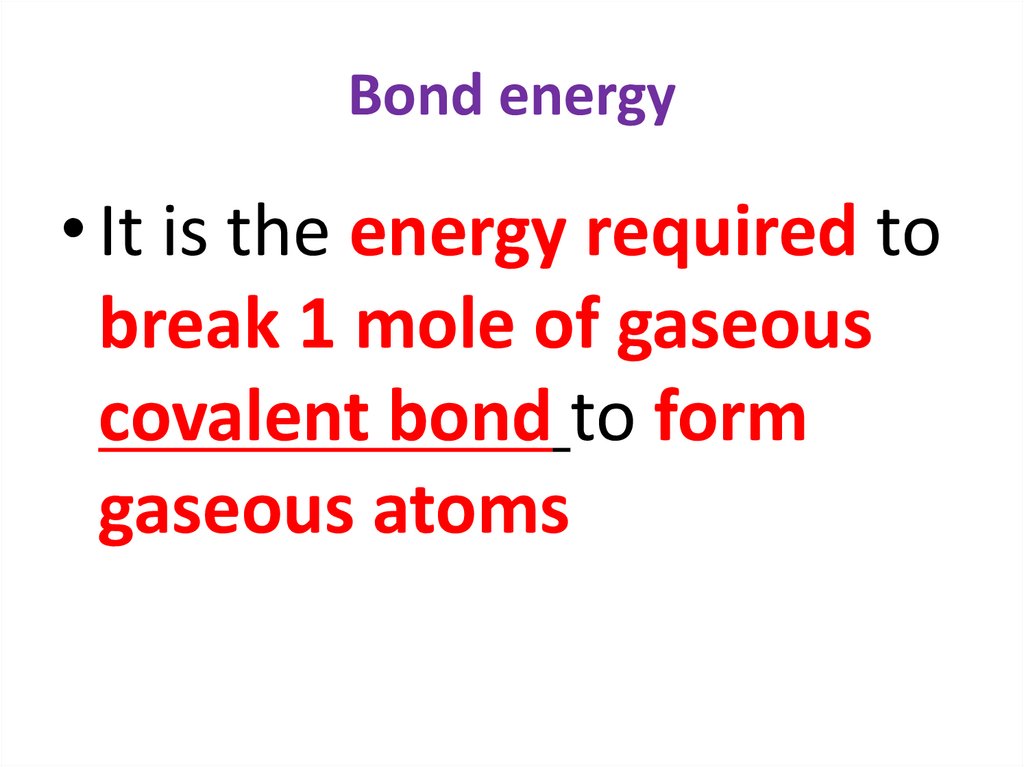 Bond energy