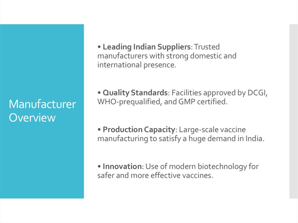 Manufacturer Overview