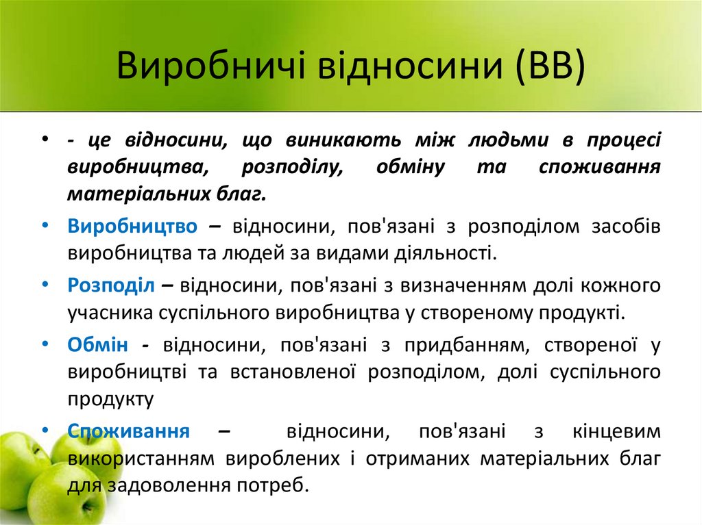 Виробничі відносини (ВВ)