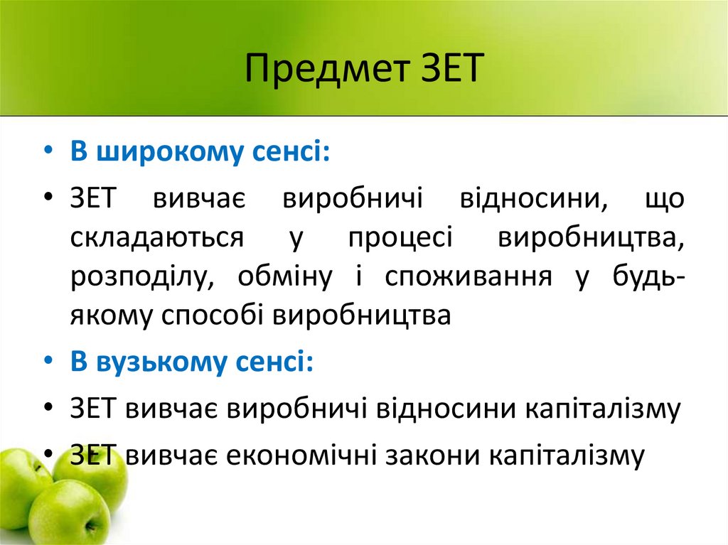 Предмет ЗЕТ