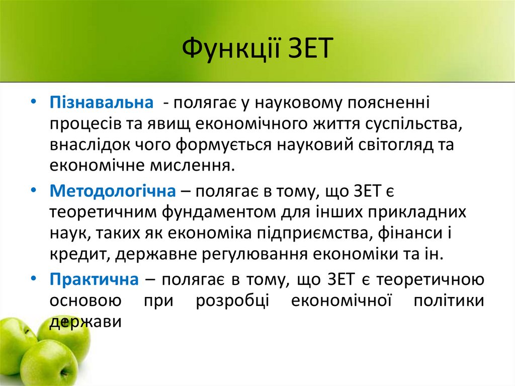 Функції ЗЕТ