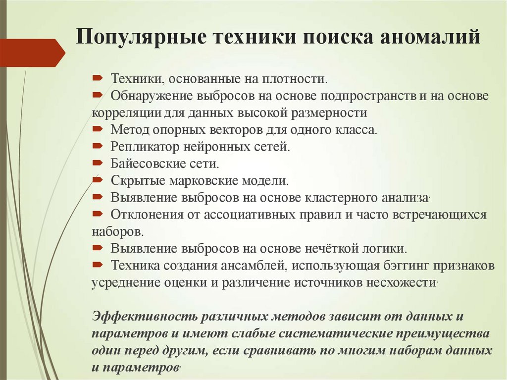 Популярные техники поиска аномалий