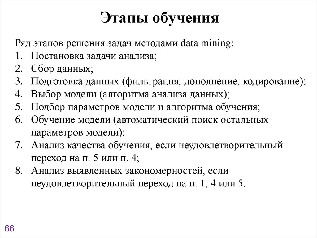 Этапы обучения