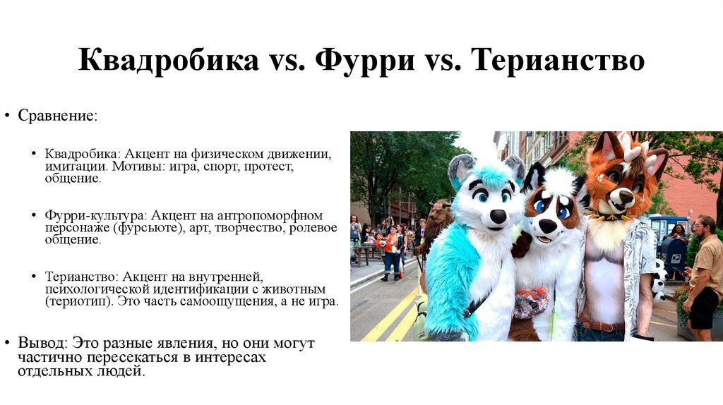 Квадробика vs. Фурри vs. Терианство