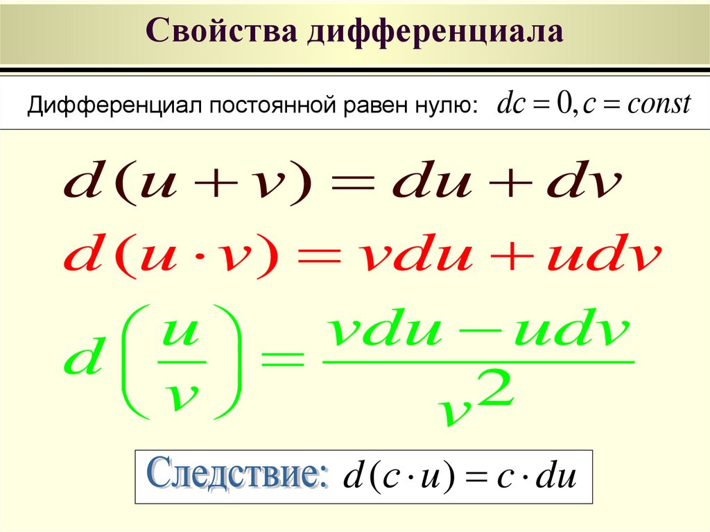 Свойства дифференциала