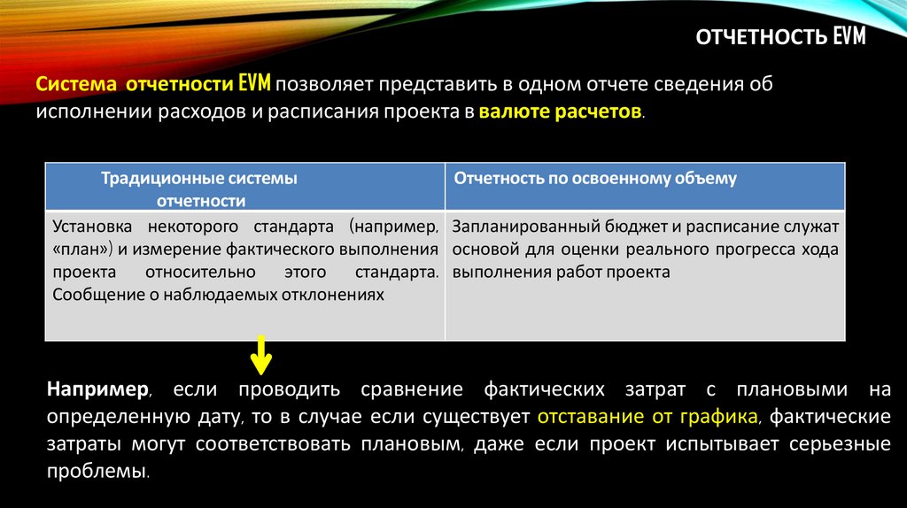 Отчетность EVM