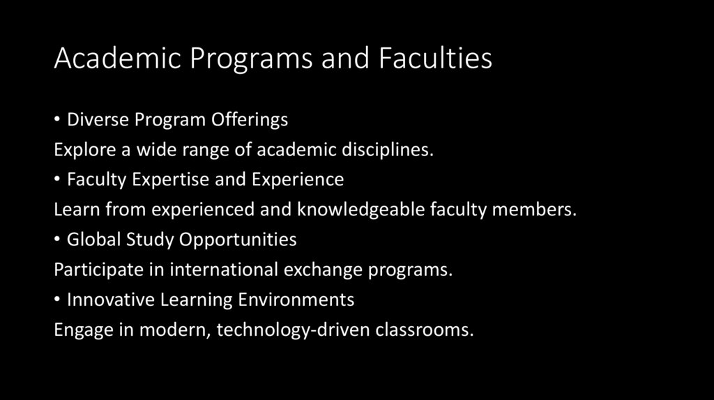Academic Programs and Faculties