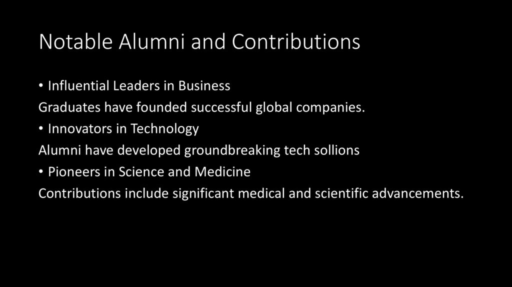 Notable Alumni and Contributions