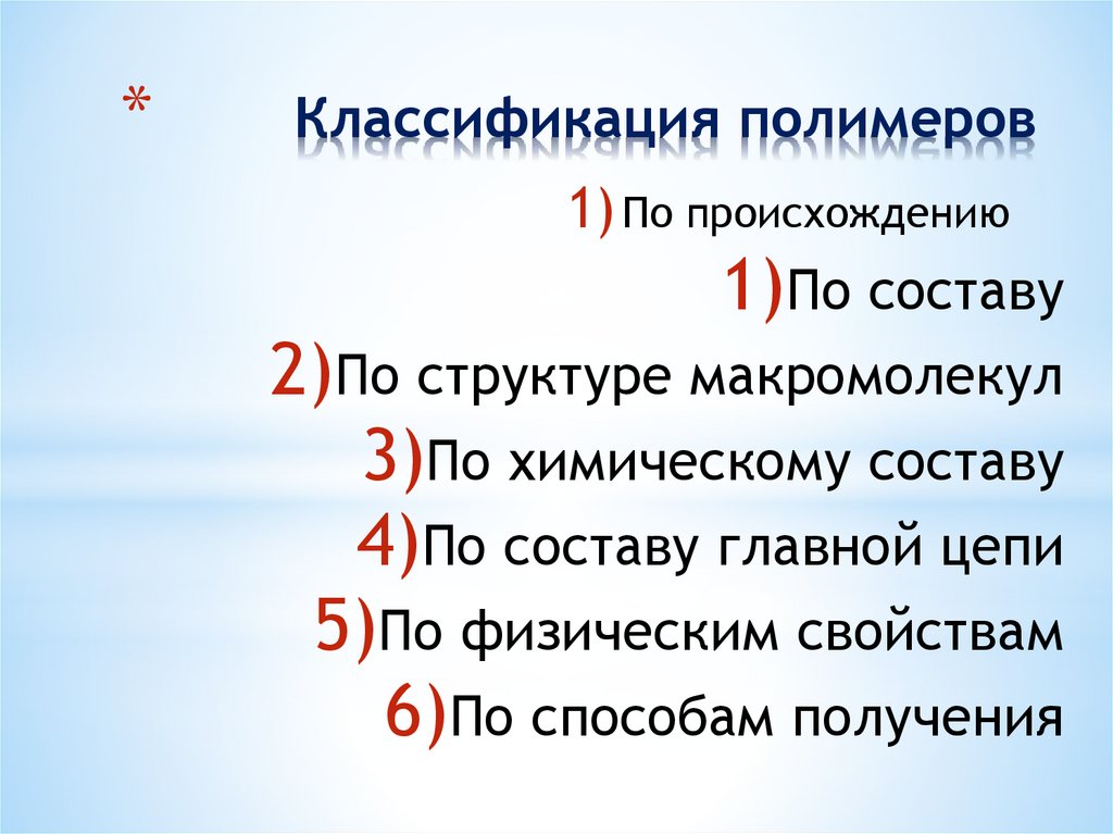 Классификация полимеров