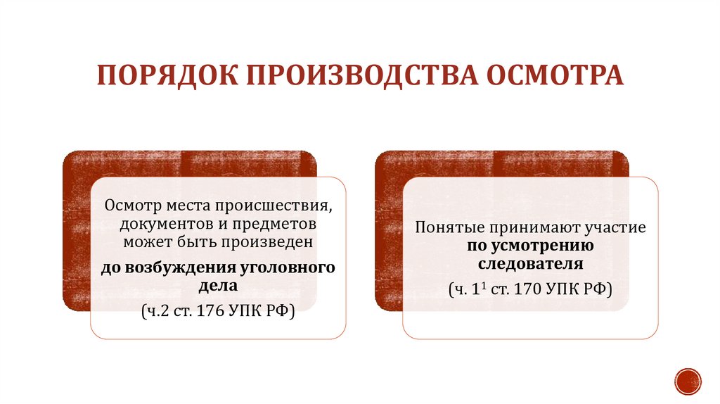 Порядок производства осмотра