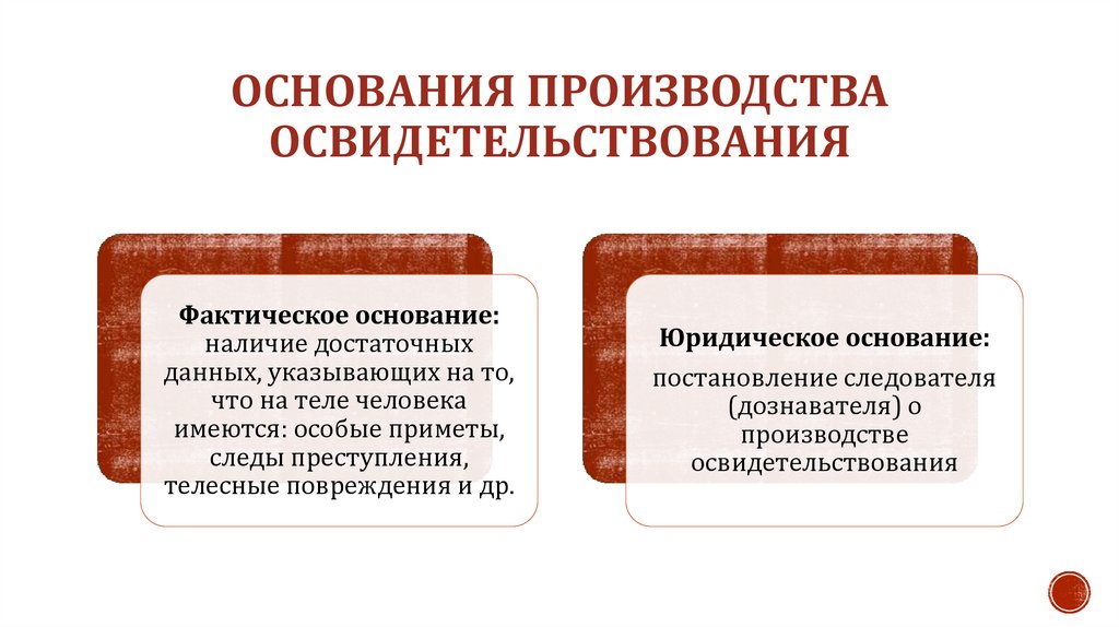 Основания производства освидетельствования