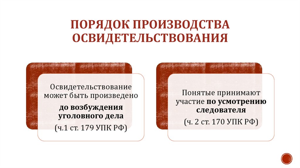 Порядок производства освидетельствования