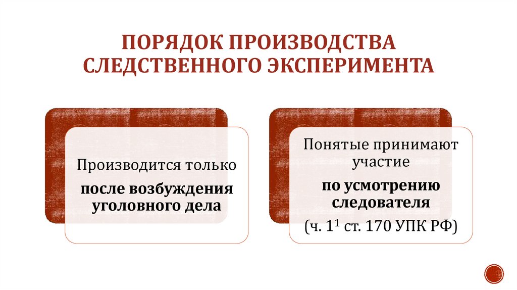 Порядок производства следственного эксперимента