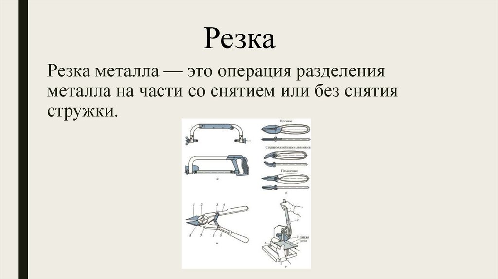 Резка металла — это операция разделения металла на части со снятием или без снятия стружки.