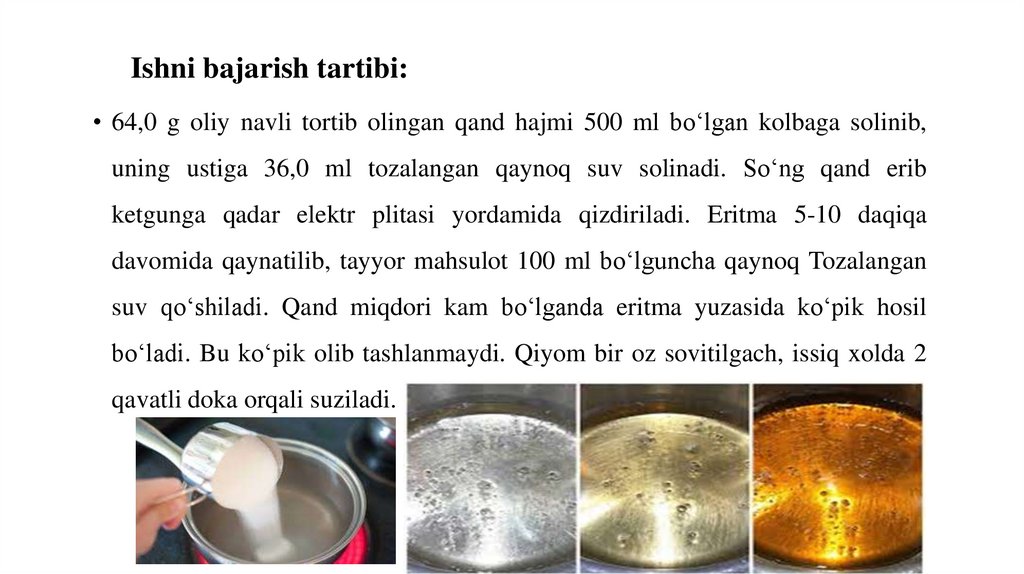 Ishni bajarish tartibi: