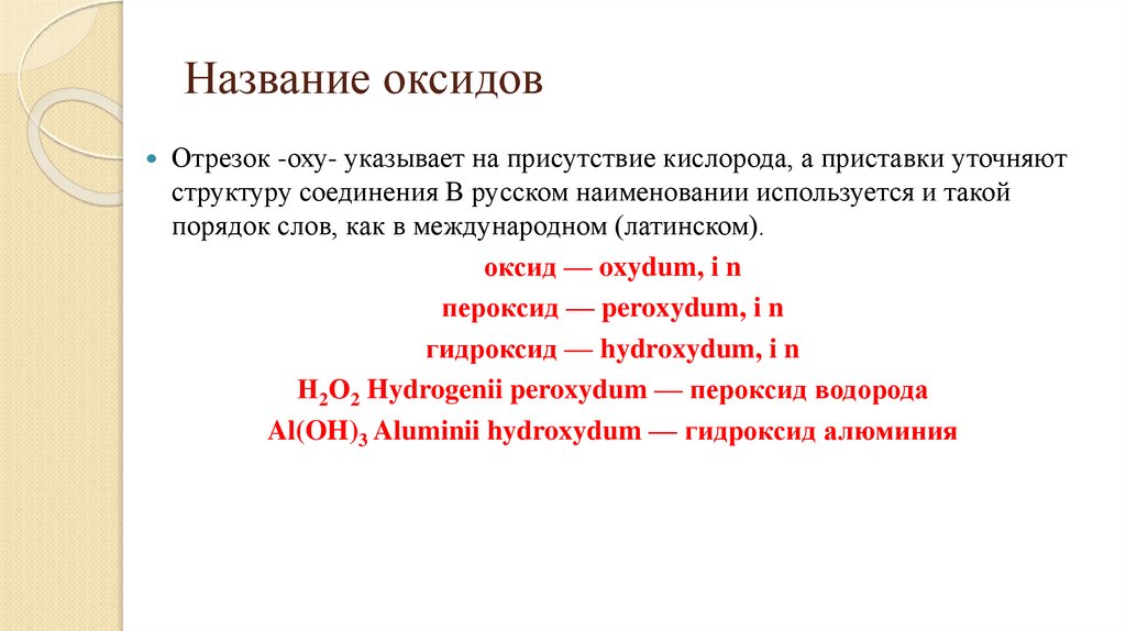 Название оксидов