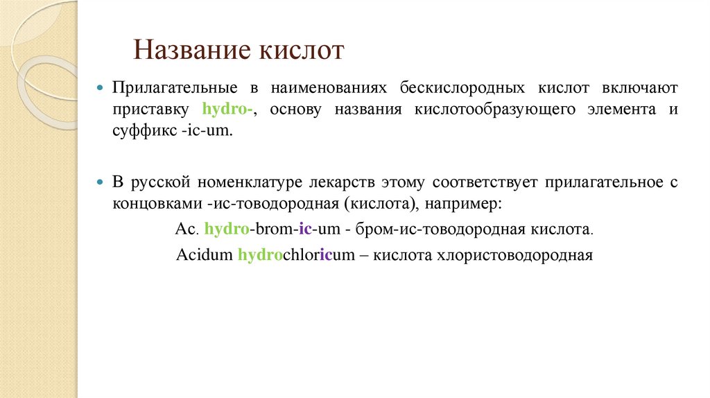 Название кислот