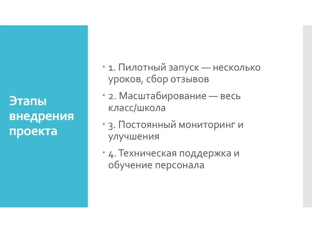 Этапы внедрения проекта