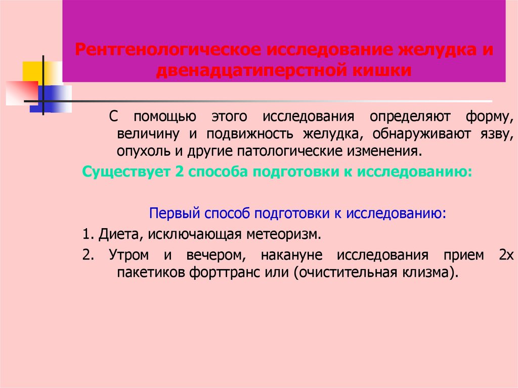 Рентгенологическое исследование желудка и двенадцатиперстной кишки