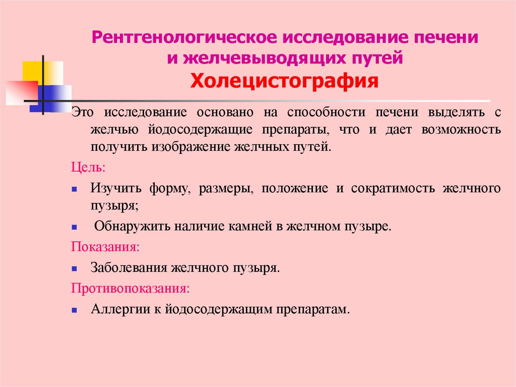 Рентгенологическое исследование печени и желчевыводящих путей Холецистография